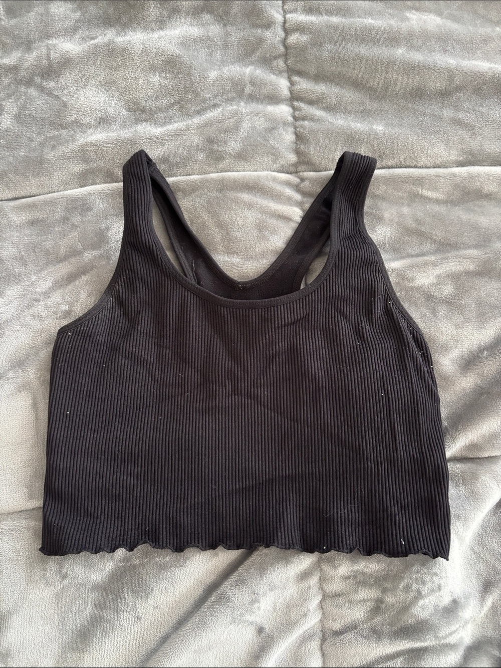 Women's Black Ribbed Tank Crop Top